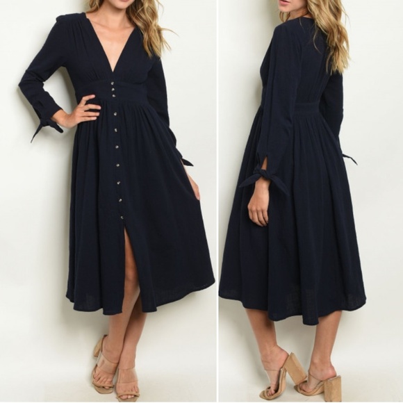 Trend Setter Diva Boutique Dresses & Skirts - NAVY BUTTON DOWN DRESS